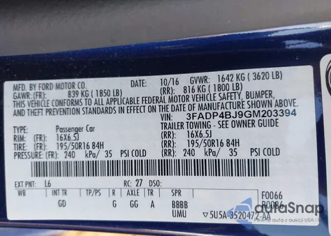 2016 Ford Fiesta Se from USA, damaged, VIN 3FADP4BJ9GM203394